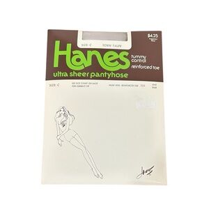 NWT Vintage Hanes Ultra Sheer Pantyhose Tummy Control sz C Town Taupe Style 709